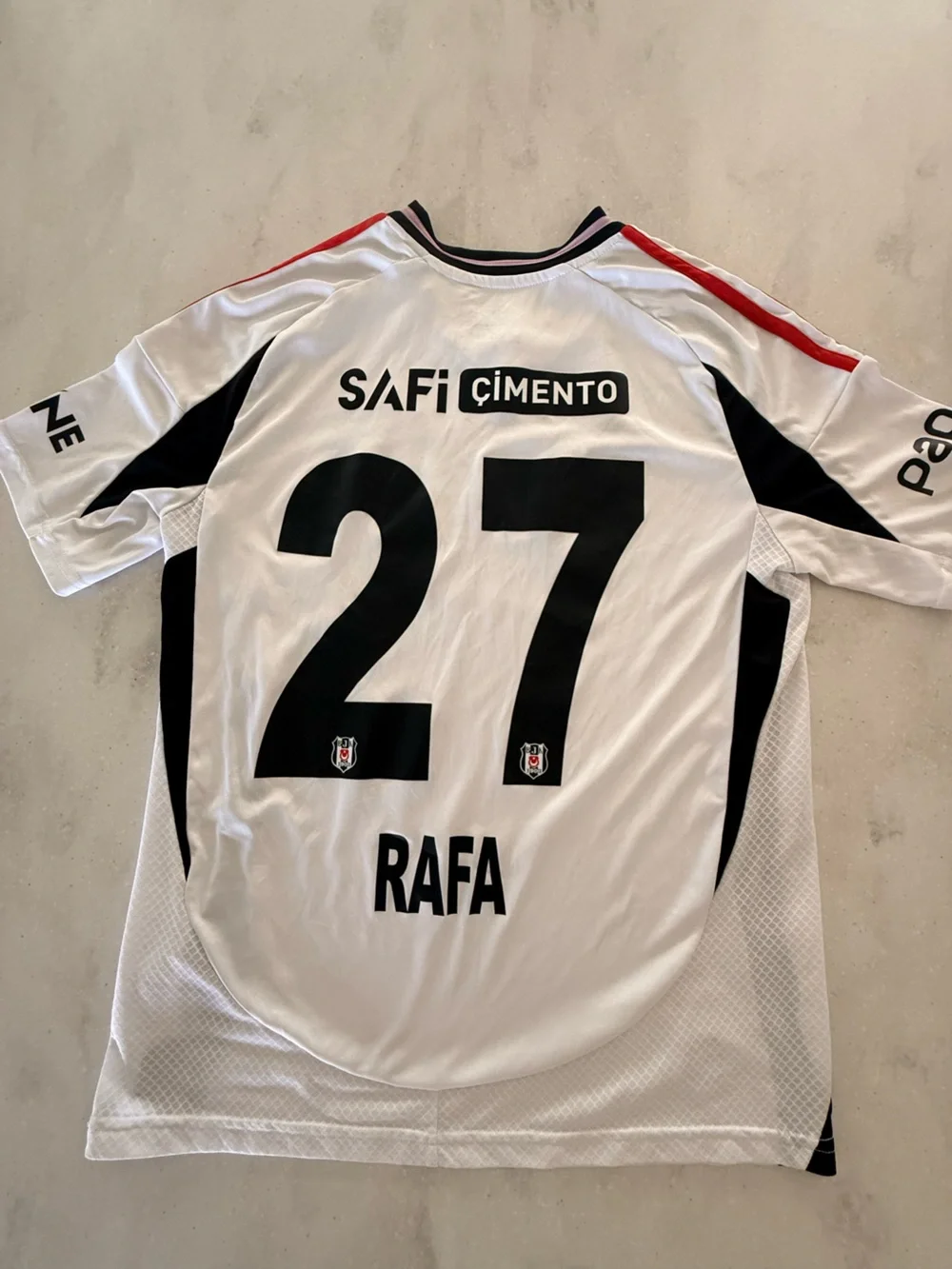 adidas White & Black Besiktas BJK Home Jersey with Red Accents